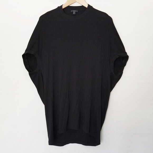 COS Black Oversized Batwing Longline Tunic T Shirt XS Stretch Comfort Crewneck - Picture 2 of 14
